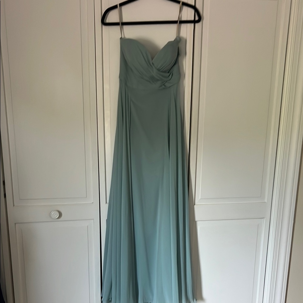 Jenny Yoo Green Spaghetti Strap Sweetheart Gown